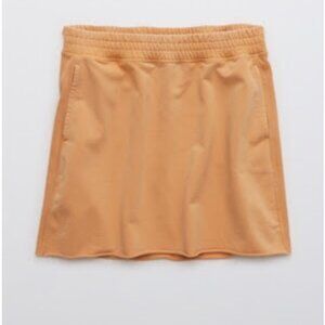 Aerie Offline Ribbed Fleece Skirt, size Large, Orange/nude